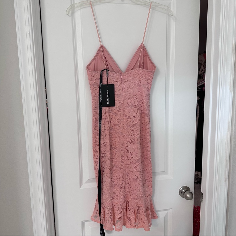 New with tags: PrettyLittleThing Cami Lace Ruffle Hem Midi Dress - Picture 10 of 11